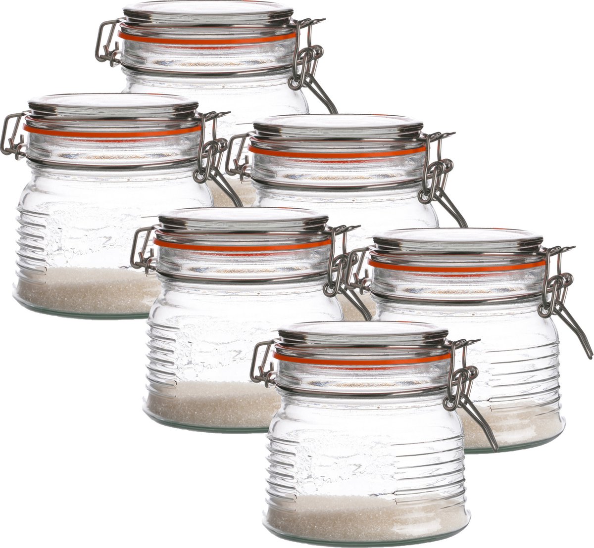 Urban Living Weckpot inmaakpot 6x 500 ml glas met beugelsluiting D11 x H11 cm