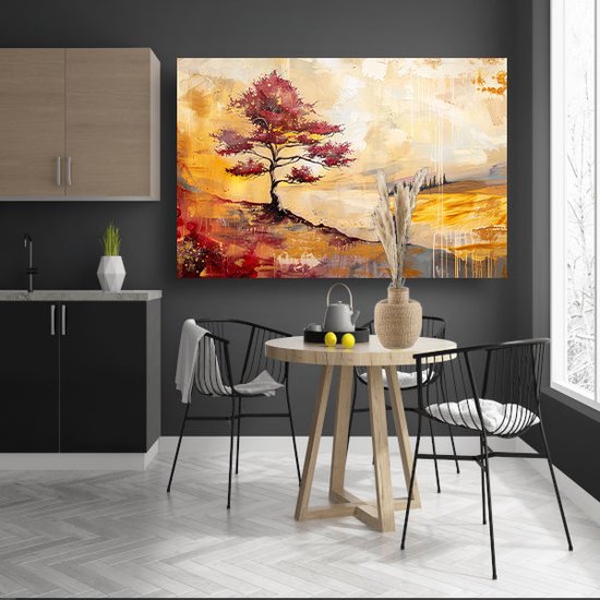 Portrait d'arbre - Portrait nature - Décoration murale Paysage - Tableau moderne - Peintures sur toile - Décoration murale salon toile 90x60 cm