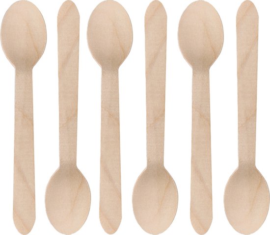 Dazkzooy wegwerpbestek houten koffielepels, 100 stuks - milieuvriendelijke houten lepels, kleine houten lepels, biologisch afbreekbaar, ideaal voor feestjes en evenementen