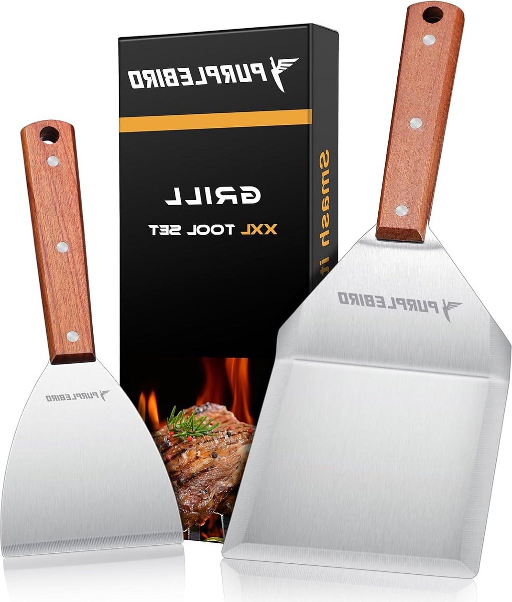 Goedkoopste Roestvrij stalen plancha spatelset - Grote grillspatel voor Smash burgers - Grillgeschenken voor mannen