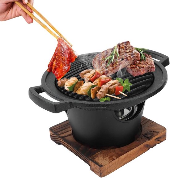 Draagbare houtskoolgrill - Iron Hibachi tafelbarbecue