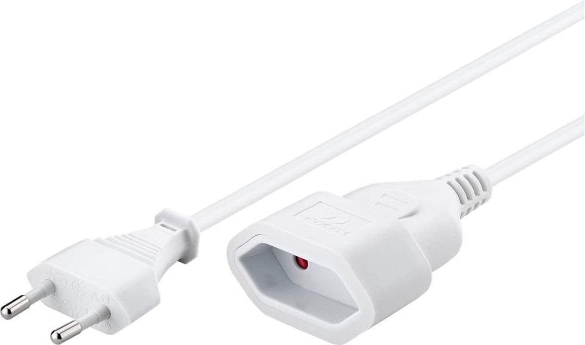 Verlengkabel 230V 5m Euro - wit - stopcontact voedingskabel 230V