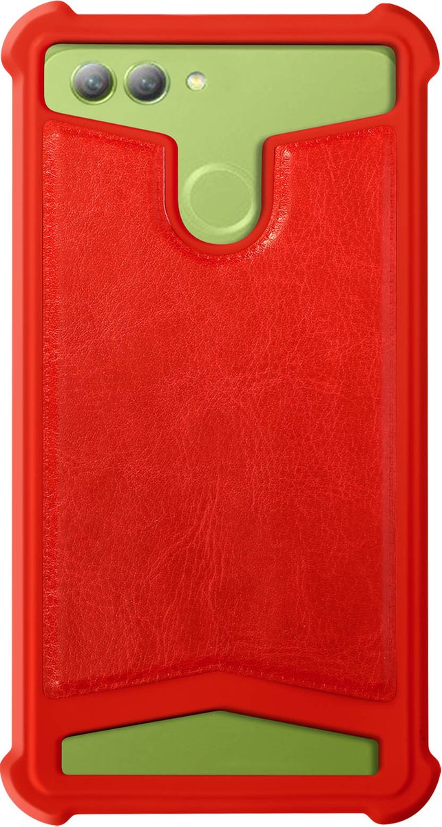 Avizar Hoes Schokbestendig universeel lederen hoesje voor 4,7 smartphone, Rood
