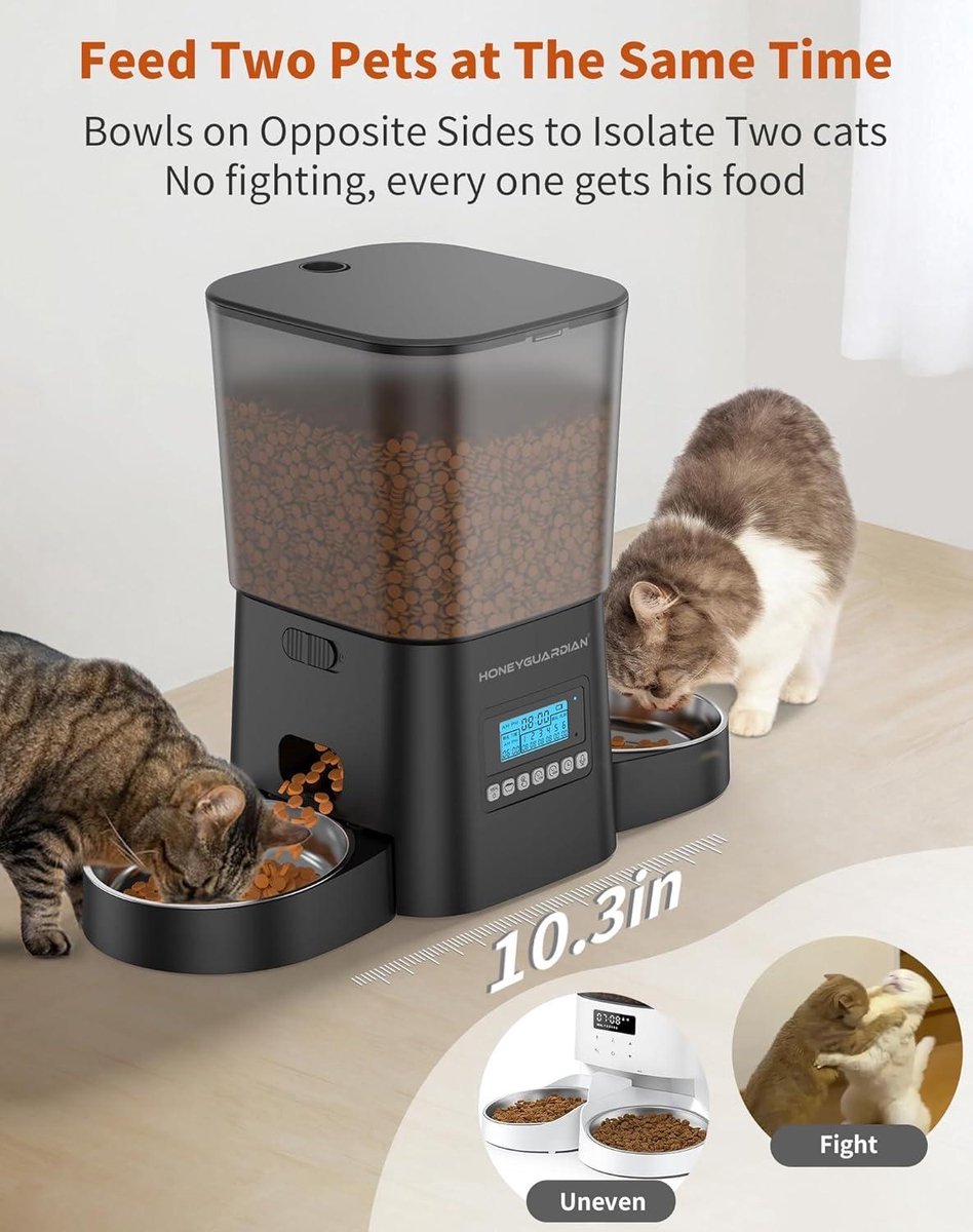 Cat Feeder - Divide Food for 2 Cats Evenly - 3.5L Automatic - afbeelding 2