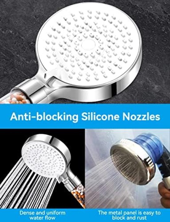 Acefy Douchekop waterbesparend dual functie handdouche staafhanddouche met anti-kalk sproeiers douchekop massief messing verchroomd