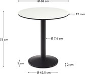 Kave Home - Witte ronde Esilda-buitentafel met zwart gelakte metalen poot Ø 70 x 70 cm