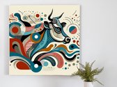 Modern vee schilderij | Hedendaagse boerderijdieren: een moderne weergave van landbouwkunst | Kunst - 100x100 centimeter op Canvas | Foto op Canvas