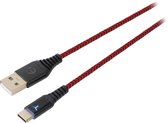 EgoGear - USB-C 3m Gevlochten Oplaadkabel Rood en Zwart - Geschikt voor Switch - PS5 - Xbox Series X - S - Switch Lite - Switch OLED