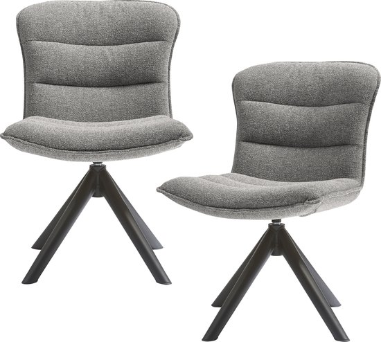 Foto: Woood nika draaibare eetkamerstoelen polyester grijs set van 2