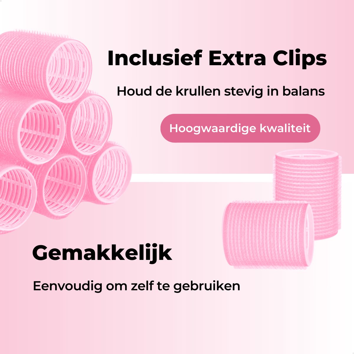 RENALUX - Haarrollers XXL Set - Krulspelden - Heatless Curls - Haar Rollers Zelfklevend - Kleefrollers - Haarrollers Groot voor krullen - Krullen zonder Hitte - Roze - XXL Set — cadeau in Verzorging - foto 3