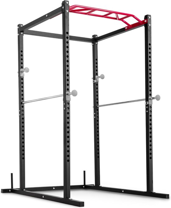 Foto: Hop sport power rack met optrekstang hs 1009k stalen squatrek met poedercoating krachttoren multi press 24 posities robuust halterkooi power cage met maximale belasting van 300 kg