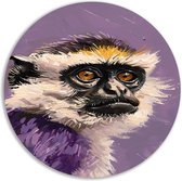 Aap wanddecoratie rond - Dieren rond schilderij - Muurcirkel Achtergrond - Moderne schilderijen - Rond schilderij - Kantoor accessoires muurcirkel aluminium 70x70 cm