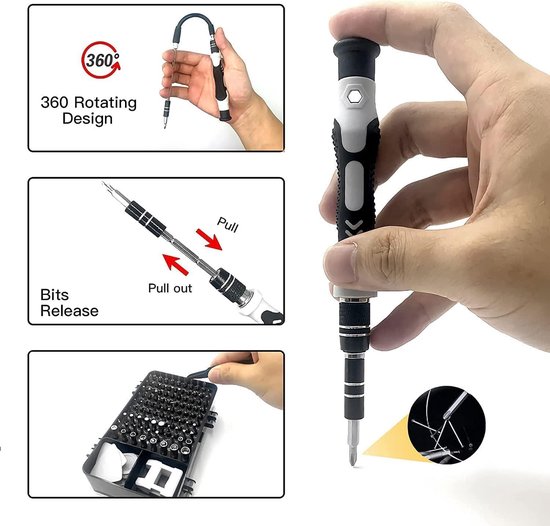 ONEVAN Elektrischer Schraubendreher Set, 138 in 1 Magnetisch Präzisionsschraubendreher Micro Elektroschrauber mit LED-Licht, Vorwärts/Rückwärts Mini Werkzeug Set für Brillen, Uhrm, Laptop Reparatur
