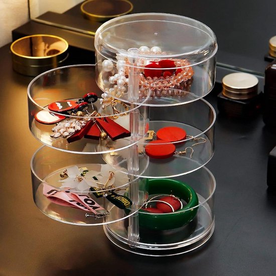 QWORK® Sieradendoosje, Sieradenopberger met Deksel, Gouden Vintage Sieradendoosje