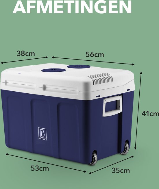 Brisby 40 Liter Elektrische Koelbox, Frigobox Deluxe met 12V, 220/230 Volt Aansluiting voor Auto en Camping - AC/DC - inclusief passieve koelbox - BLAUW van Brisby — afbeelding 5