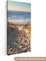 Toile - Dune - Plage - Mer - Coucher de soleil - Herbe - Toile canvas - 20x40 cm - Peintures sur toile - Peinture sur toile