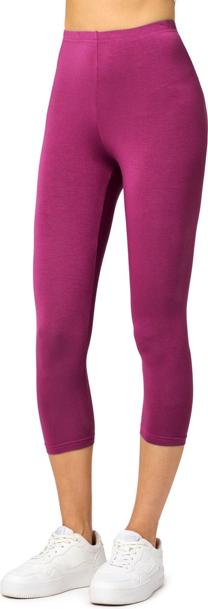 Merry Style MS-MS10-144-LE Dames Capri Leggings - Sport - Vrijetijdsbroek - 3/4 Lengte - Viscose - Sporbroek - Yogabroek - Fuchsia2 - S
