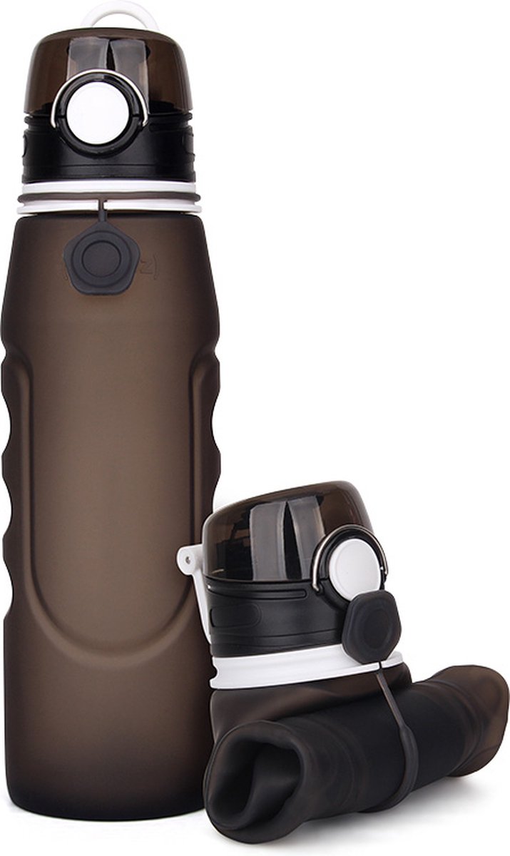 Duradis - Opvouwbare waterfles - Drinkfles - Waterzak - Duurzaam - Siliconen - 1000 ml - Zwart — cadeau in Sport & Outdoor - foto 5