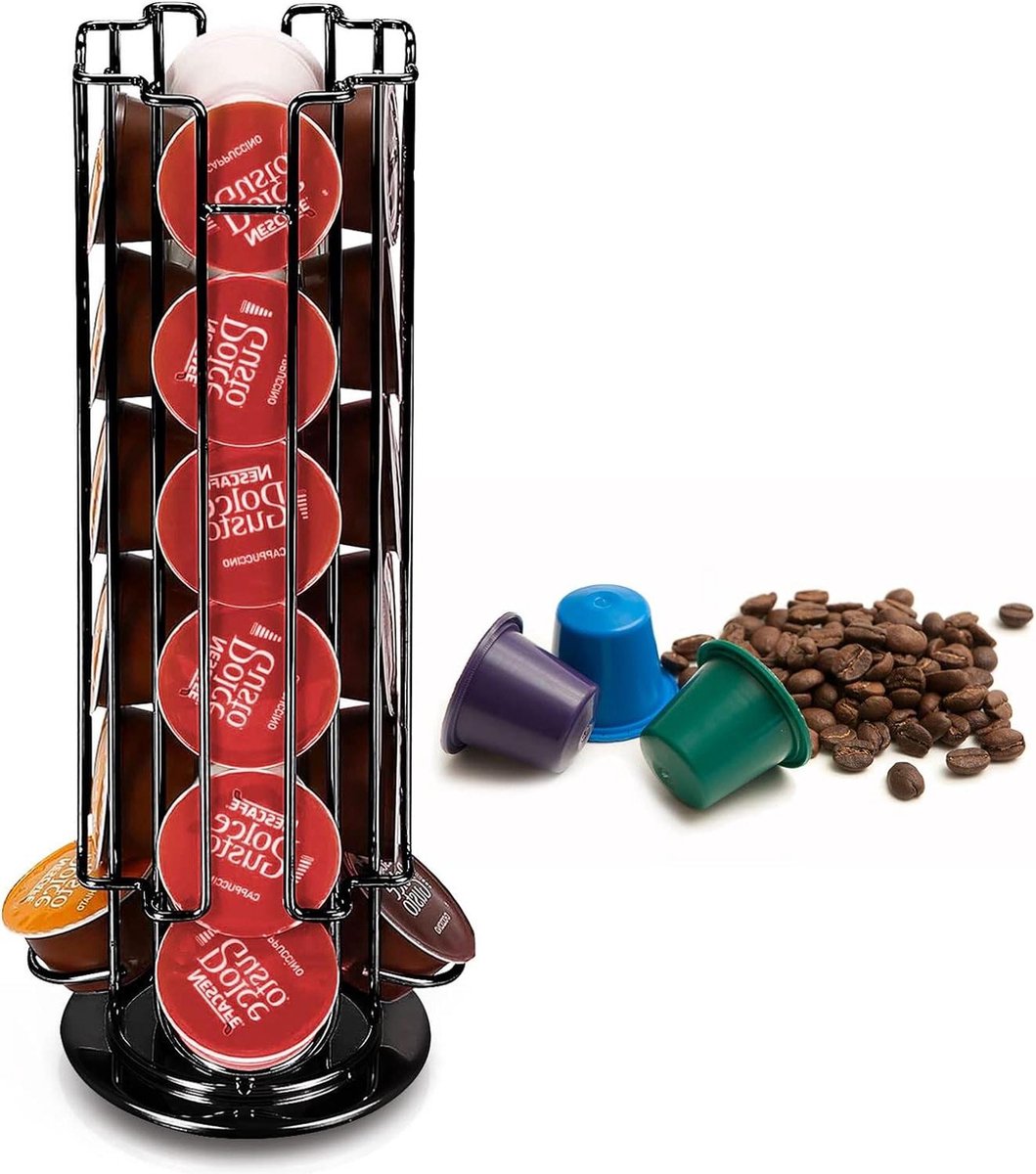 Dolce Gusto Koffiecapsulehouder 360 graden draaibaar voor 24 capsules opslag en organisatie zwart 330 x 130 mm