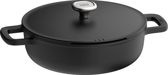 LEO Sauteerpan antikleef met dubbele handgreep met deksel Phantom - Ø 28cm - Zwart - PFAS-vrij