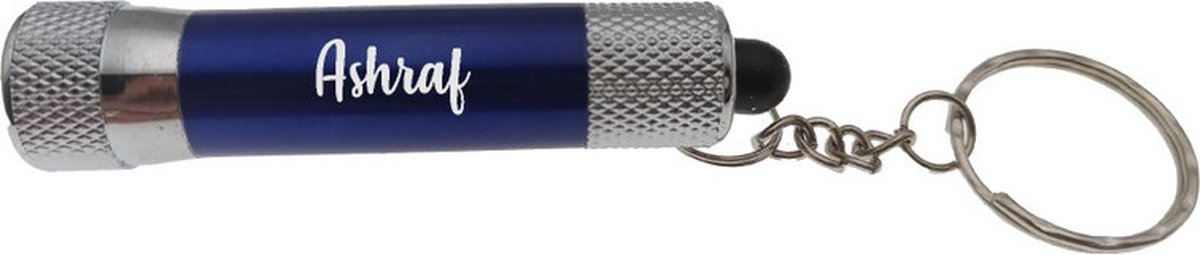 Zaklamp | Sleutelhanger | Met Naam | Blauw | Ashraf