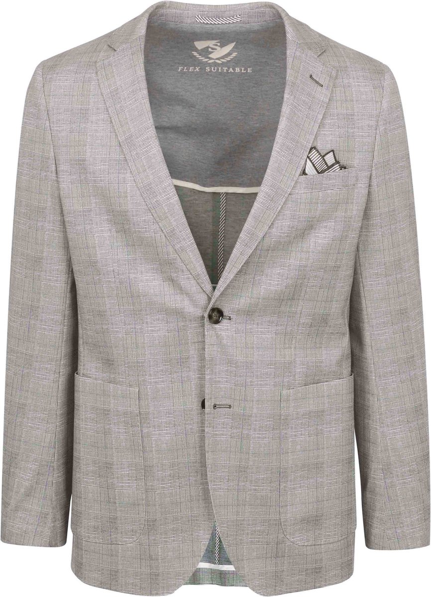 Suitable Colbert Face Print Lichtbruin - Maat 46 - Heren blazer