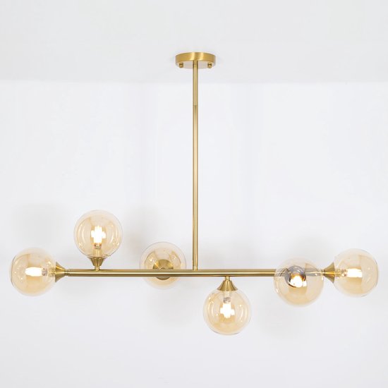 Hanglamp Aster - goud met amber glas