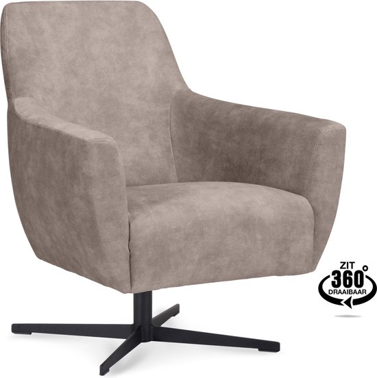 Fauteuil Kuba Stof Adore Clay 84 Draaivoet Zwart