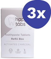 Happy Tabs Tandpasta Tabletten Refill Houtskool (fluoridevrij) (3x 120 stuks)