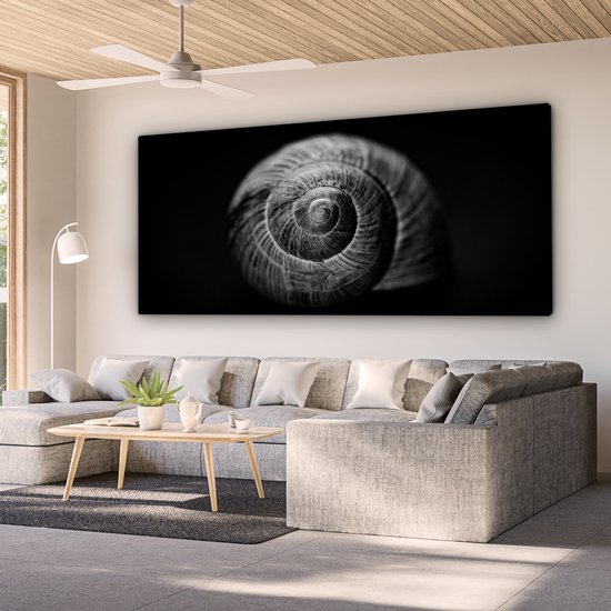 Toile - Animaux - Escargot - Zwart - Wit - Toile - 160x80 cm - Peintures sur toile - Décoration murale
