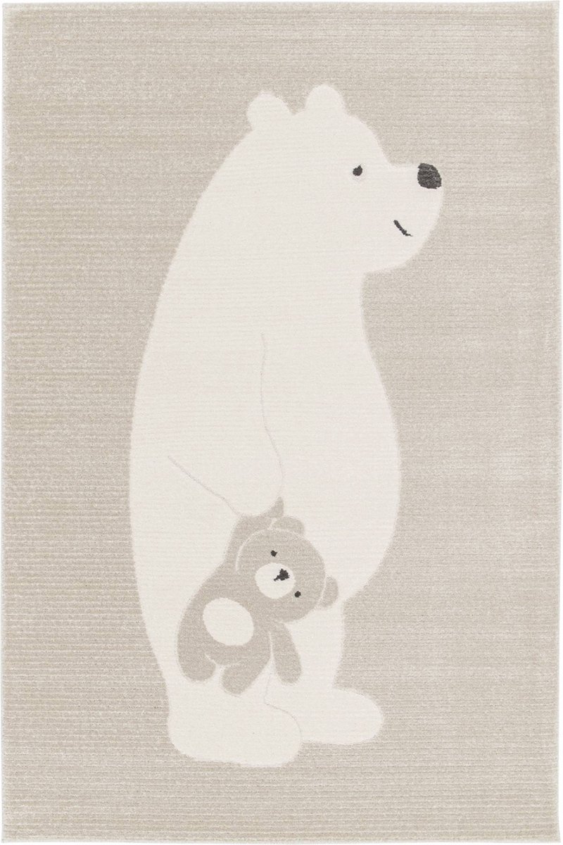 sweeek - Beige/crème kindertapijt, teddybeer tapijt, korte pool