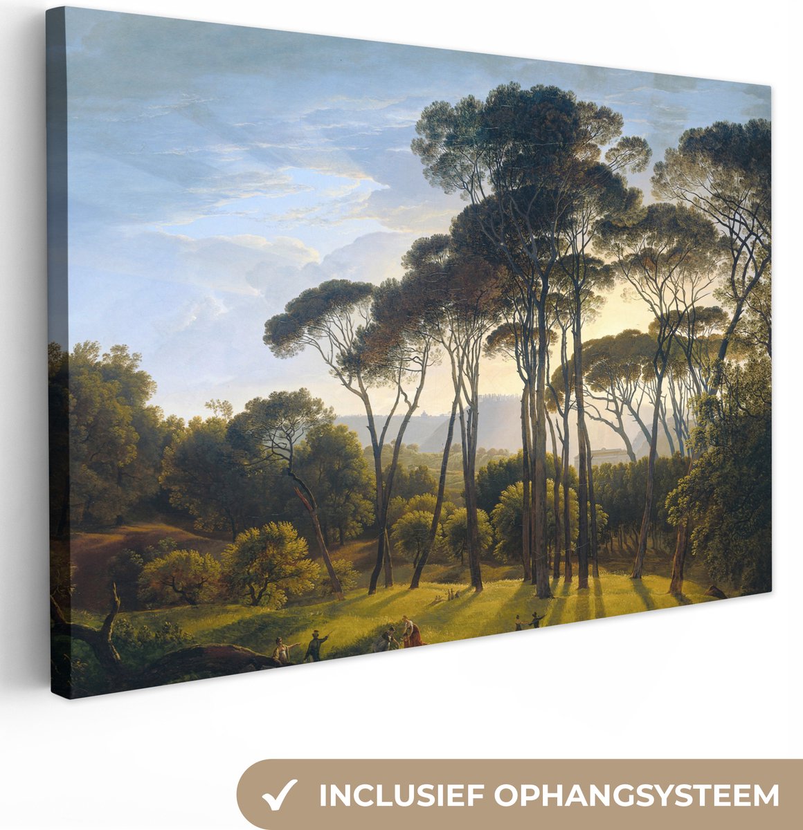Canvas - Schilderij Italiaans landschap met parasoldennen - Kunst - Oude meesters - 180x12