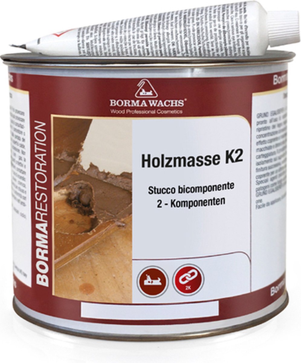 Borma Wachs Holzmasse K2 houtplamuur 2-componenten Eiken (kleur 51) 750ml