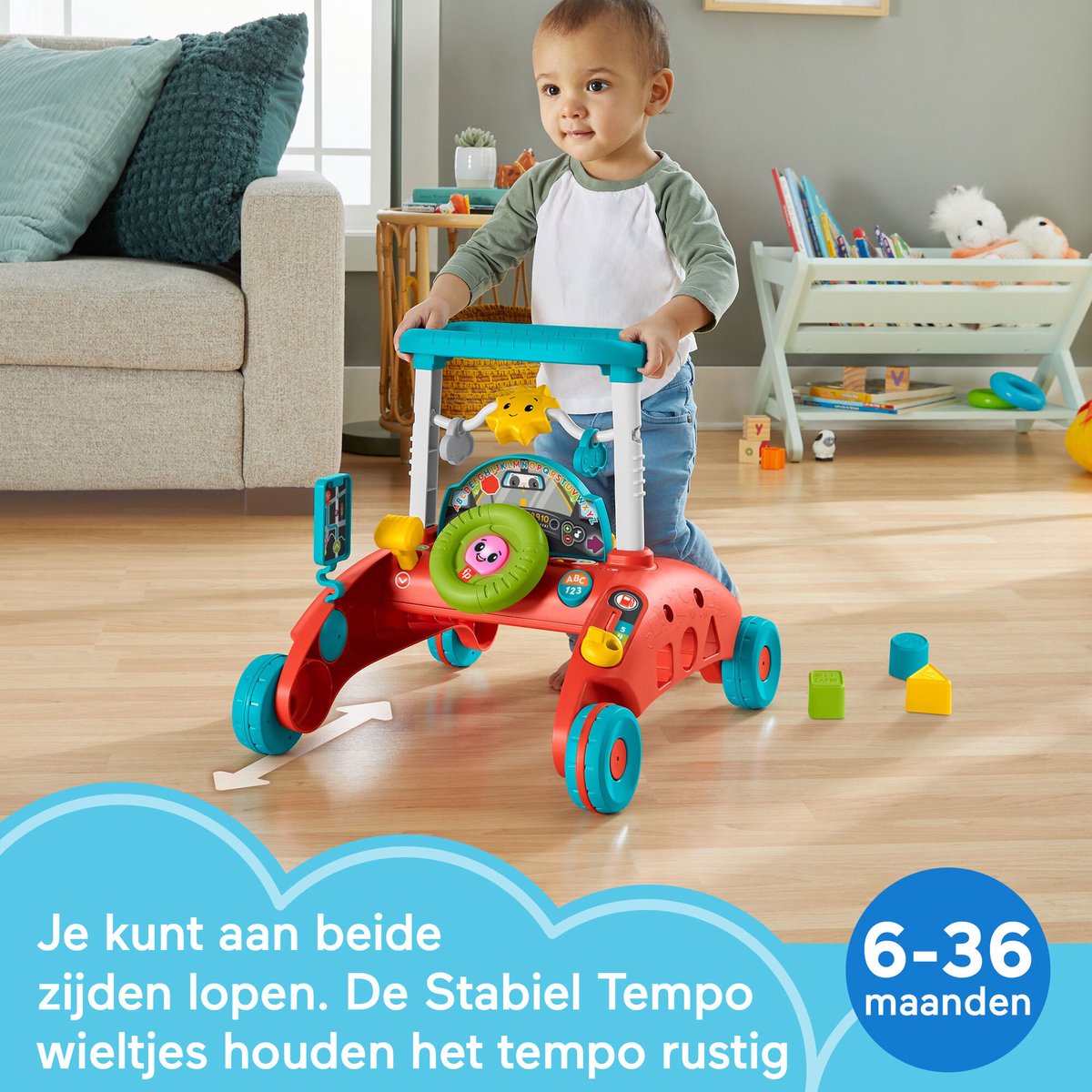 Fisher-Price FRC85 - leerplezier hondenloopwagen, muzikaal activiteiten- en loopspeelgoed met