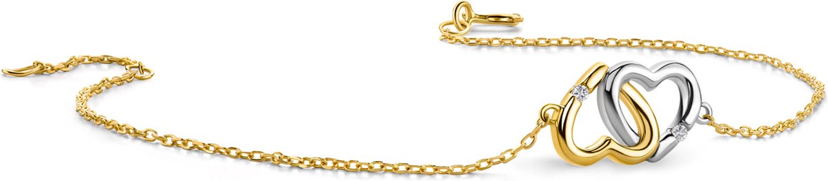 Miore Pure Armband - 9 Karaat - Kleur Geelgoud - Met Diamanten - Handgemaakte Sieraden - Elegant - Elegante Dames Sieraden - 1.8 cm