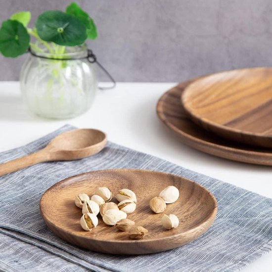 Assiette Plateau Bois Acacia 20cm - Plateau Rond Décoratif