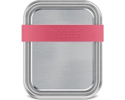Lunchbox met Verdeler, Klein, 2 Vakken, 15 x 12 x 5 cm, RVS, Frambozen Rood - Boddels | Smacht