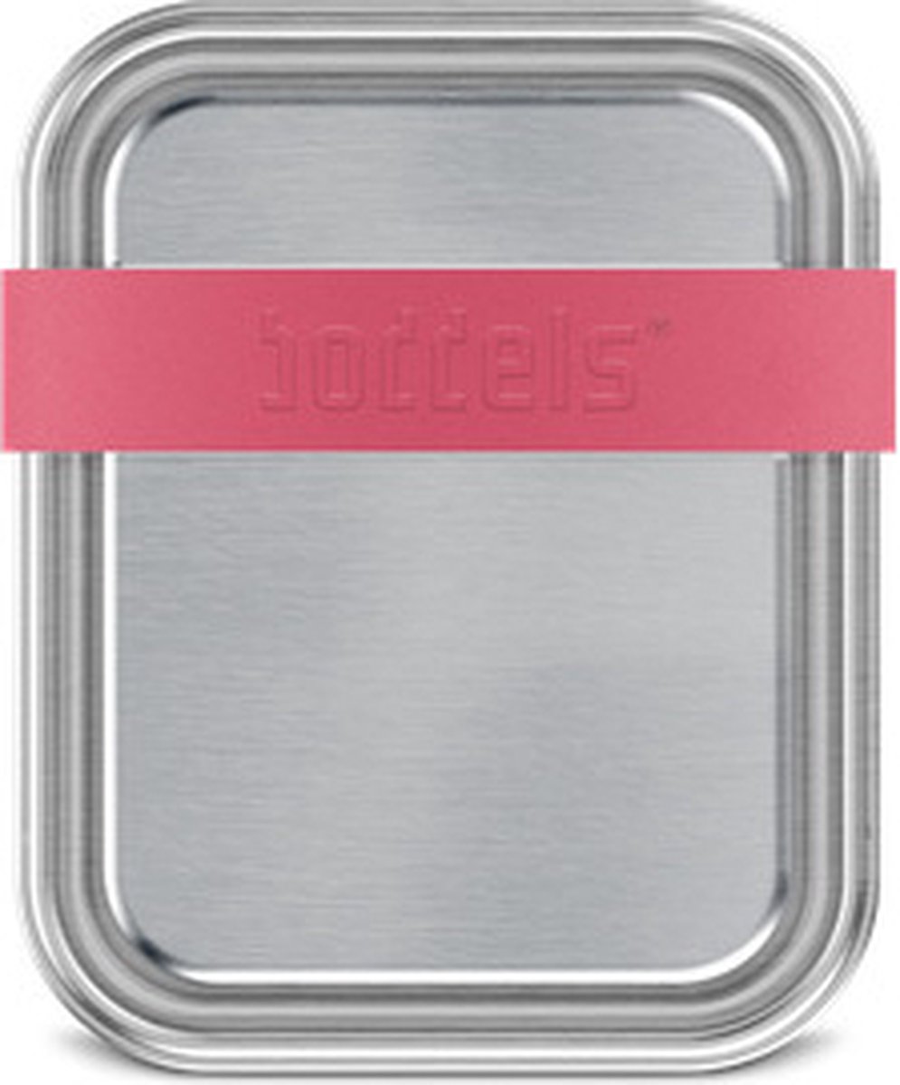Lunchbox met Verdeler, Klein, 2 Vakken, 15 x 12 x 5 cm, RVS, Frambozen Rood - Boddels | Smacht