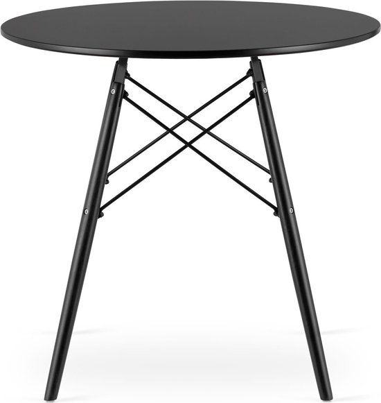 Furnihaus Ronde Keukentafel - Bruin / Zwart - Hout / Staal - 80 x 75 cm