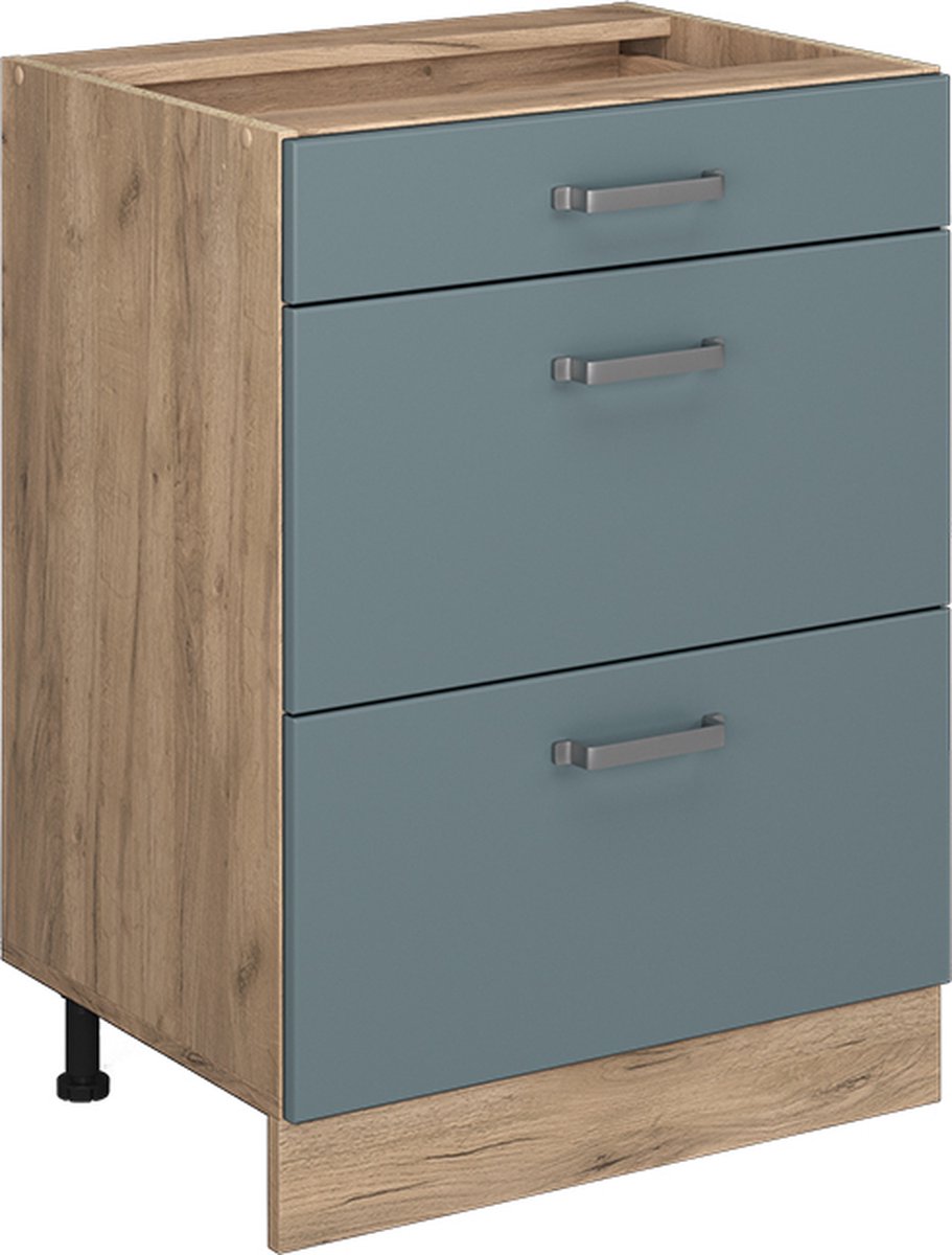 Vicco R-Line Keukenonderkast – 60 cm met laden, zonder werkblad Blauw-grijs