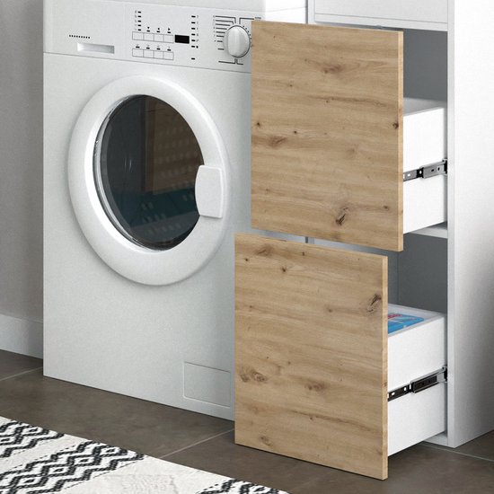Vicco Wasmachine Kast Alf, 99x98cm Met 2 Lades, Wit, Wit