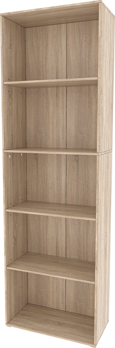 Vicco Bob Boekenrek – 60 x 190 cm met 5 vakken Sonoma