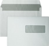 C5 Enveloppen A5 formaat wit - Met venster rechts - 229 x 162 mm - 50 stuks - Zelfklevend met plakstrip - 80 Gram - DULA