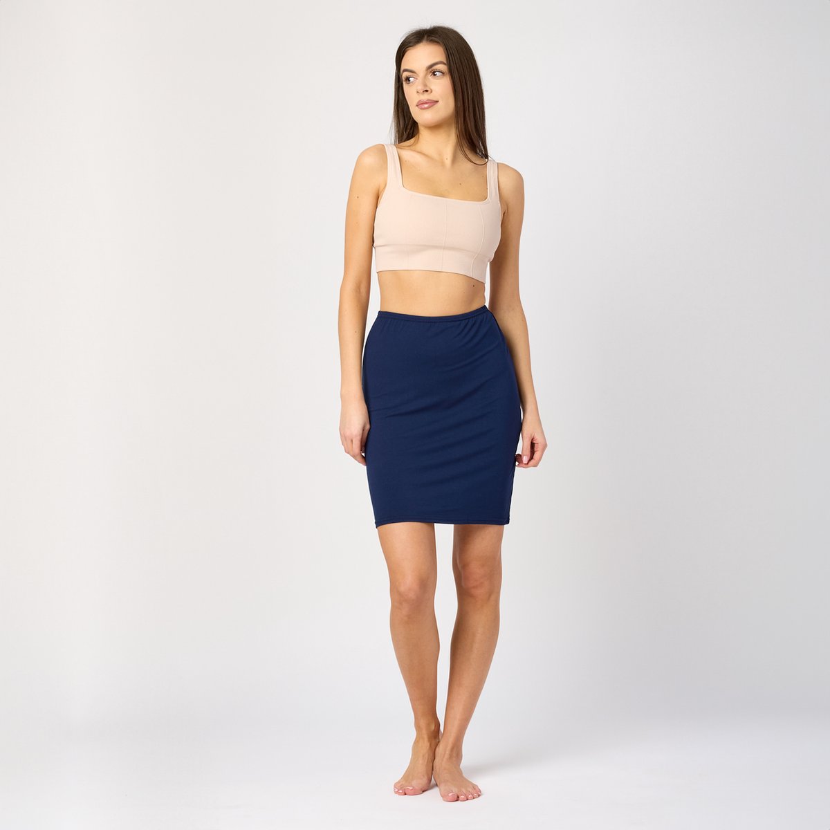 Merry Style MS-MS10-204-UW Dames Onderrok - kort - elastisch – licht- Viscose - Marineblauw - 3XL