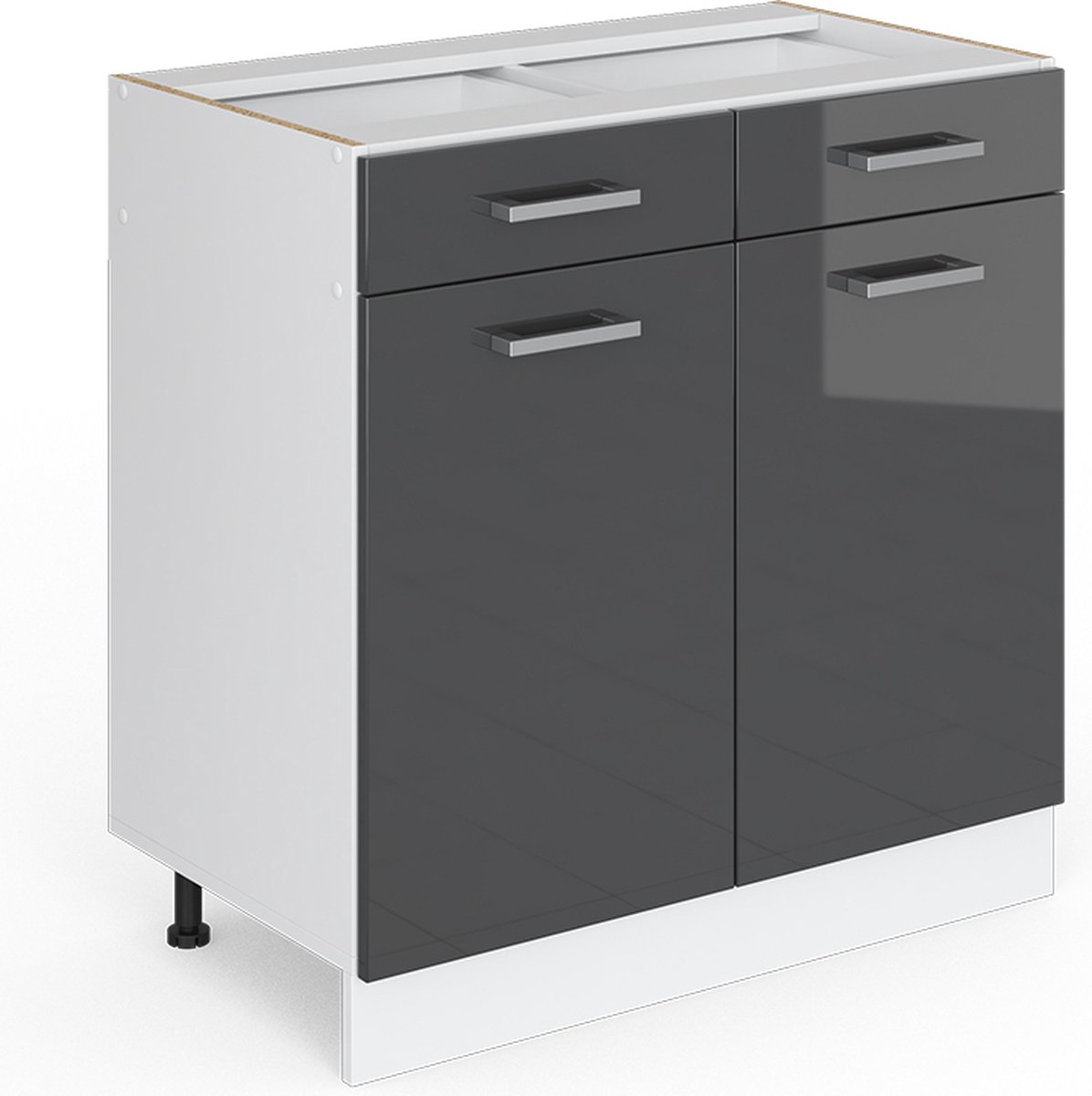Vicco R-Line Keukenonderkast – 80 cm zonder werkblad Antraciet Hoogglans Antraciet Hoogglans/Wit