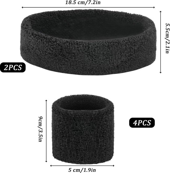 Set van 3 zweetbanden voor mannen en vrouwen, 1 sporthoofdband en 2 stuks armbanden, zweetbanden, badstof, polsband, zweetband, vochttransport, zweetabsorberende hoofdband Set van 3 zweetbanden voor mannen en vrouwen, 1 sporthoofdband en 2 stuks armbanden, zweetbanden, badstof, polsband, zweetband, vochttransport, zweetabsorberende hoofdband