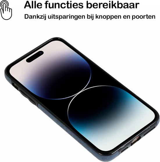Mobiq - Étui portefeuille magnétique 2 en 1 iPhone 14 - bleu foncé