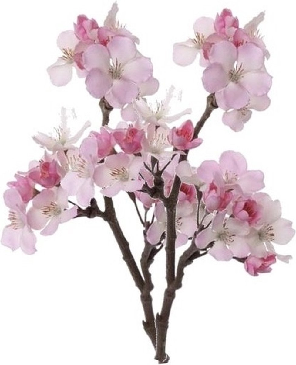 Roze appelbloesem kunstbloem/tak met 17 bloemetjes 36 cm - 2x - Nepbloemen - Kunstbloemen
