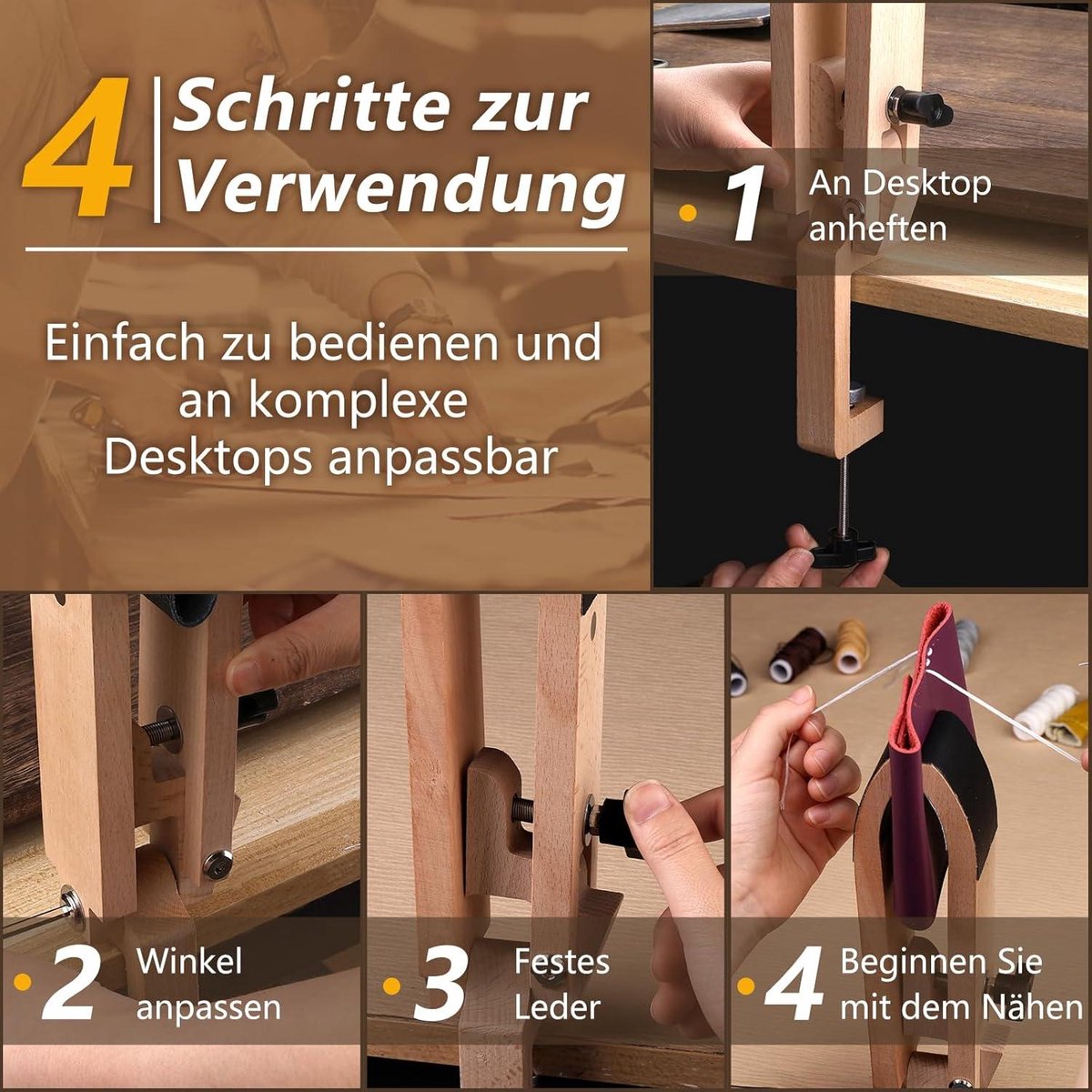 Leer ambachtelijke stiksels pony, leer naaien tool, hout naaien pony lederen borgclip voor doe-het-zelf handgemaakte veter stiksels Leathercraft tools Leer ambachtelijke stiksels pony, leer naaien tool, hout naaien pony lederen borgclip voor doe-het-zelf handgemaakte veter stiksels Leathercraft tools