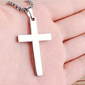 Fako Bijoux® - Cubaans Kruis Jesus Voor Mannen - HD Ketting Met Kruis - Heren Ketting - Holy Cross - 29x55mm - 60cm - 2.5mm - Stainless Steel - RVS - Staal - Goudkleurig